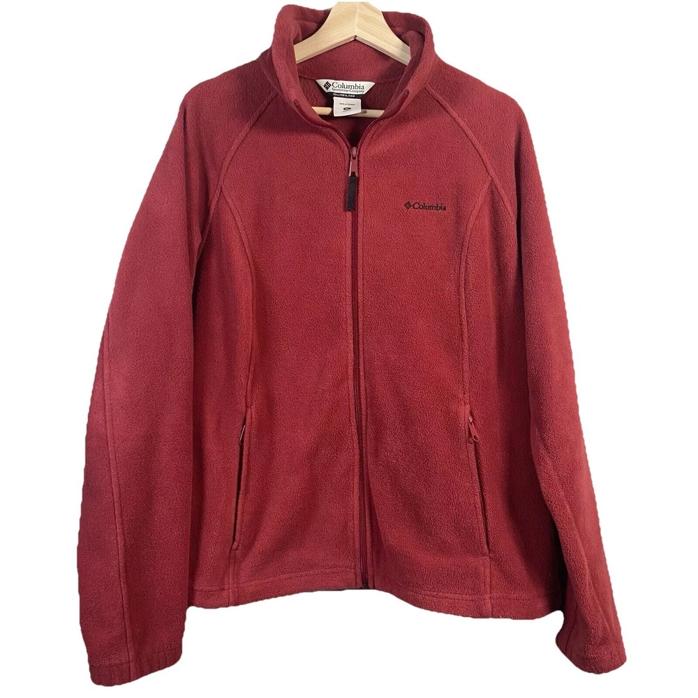 Columbia Jacket Women's‎ XL Red Pink Full Zip Fleece Pullover Jacket